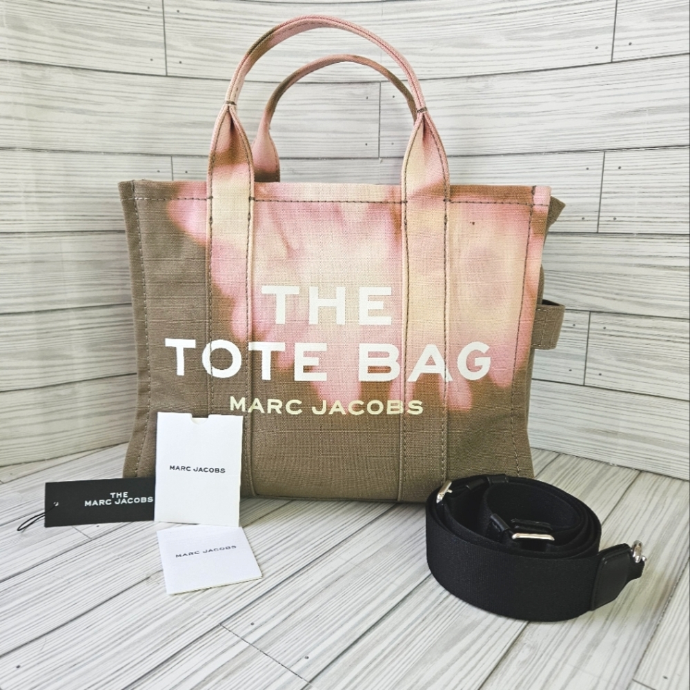 Marc Jacobs The Tote Bag Canvas Tote in Tan with Pink Accent